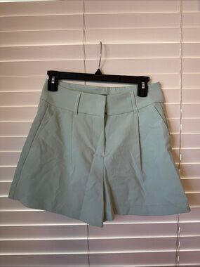 Express Mint Green Pleated High-Rise Women’s Shorts